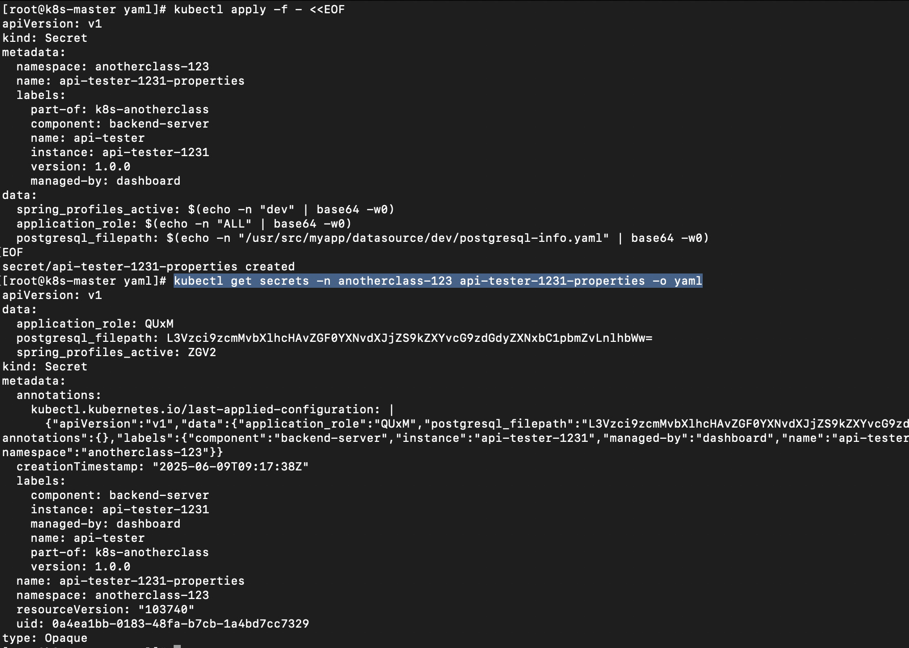 create secret kubectl 1