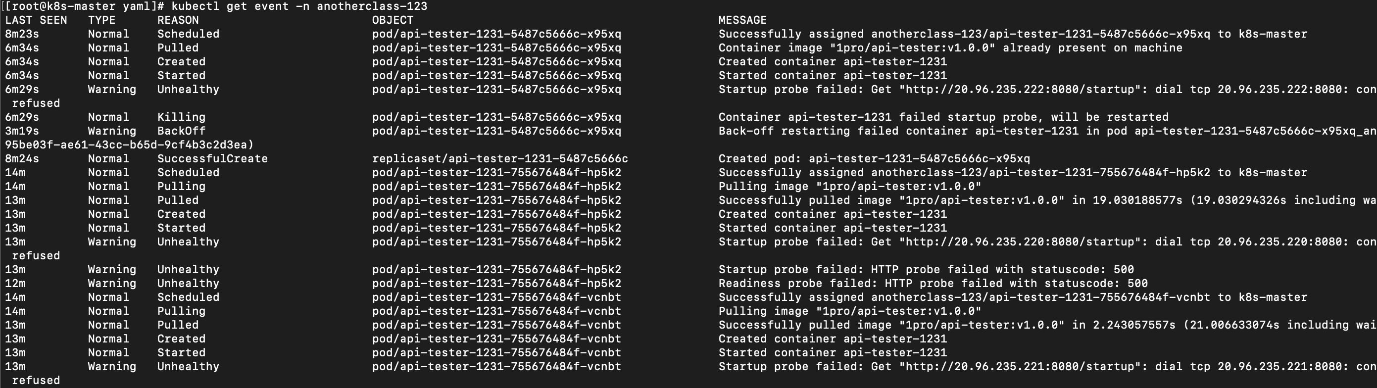 startup probe looping restart
